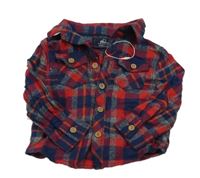 Červeno-tmavomodro-tmavošedá kostkovaná flanelová košile Rebel