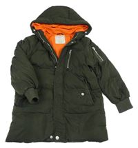 Khaki šusťáková zimní bunda s kapucí Zara