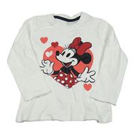 Bílé triko s Minnie a srdíčky Disney