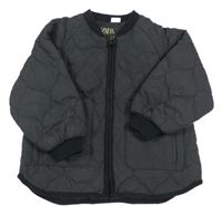 Tmavošedá prošívaná šusťáková zateplená bunda Zara