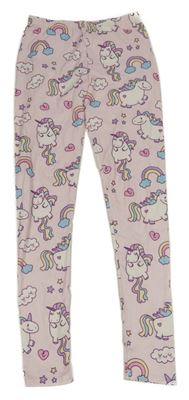 Světlerůžové legíny s jednorožci