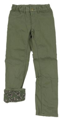 Khaki podšité skinny fit rifle H&M