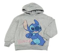 Šedá melírovaná mikina se Stitchem a kapucí Primark