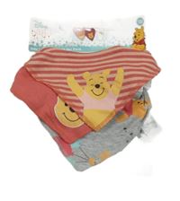 Nové - 3x slinták s Púem - malinovo-starorůžový pruhovaný + malinový + šedý melírovaný Disney