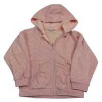 Růžová melírovaná puntíkatá propínací mikina s kapucí Topolino