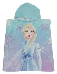 Světlemodro-lila froté osuškové pončo s Elsou a kapucí Disney