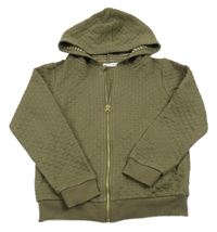 Khaki třpytivá prošívaná propínací mikina s kapucí Name it