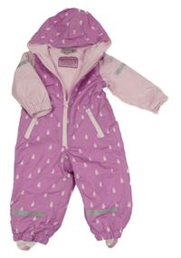 Lila-růžová šusťáková lehce zateplená kombinéza s kapkami a kapucí Impidimpi