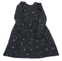Antracitové bavlněné šaty s hvězdami a volánky M&S