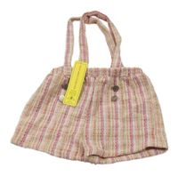 Nové - Růžovo-bílo-hnědé kostkované sukňové kraťasy s kšandami Shein