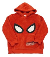 Červená chlupatá mikina se Spidermanem a kapucí H&M