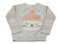 Světlešedý svetr s tuleněm E-Vie