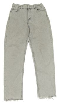 Světlešedé relaxed high waist rifle H&M