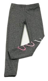 Tmavošedé melírované legíny se srdíčky Shein