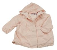 Světlerůžová plátěná jarní bunda s kapucí