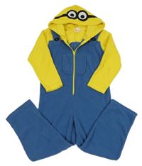 Modro-žlutá fleecová kombinéza s kapucí - Mimoň