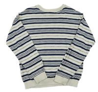 Béžovo-tmavomodrý pruhovaný lehký svetr H&M
