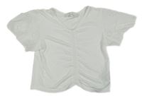 Bílé crop tričko s madeirou H&M