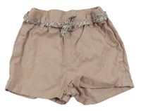 Starorůžové plátěné kraťasy s páskem H&M