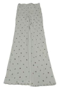 Bílé květované žebrované flare legíny H&M