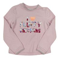 Světlerůžová crop mikina s nápisem z flitrů C&A