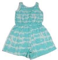 Bílo-tyrkysový vzorovaný kraťasový overal Primark