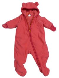 Růžová fleecová podšitá kombinéza s kapucí H&M