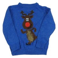 Modrý melírovaný svetr se sobem Tu