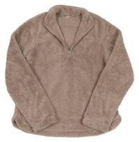 Hnědá chlupatá mikina 