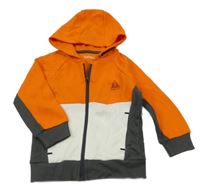 Oranžovo-bílo-šedá propínací mikina s kapucí Nutmeg