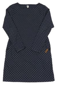 Tmavomodré puntíkaté šaty Yigga