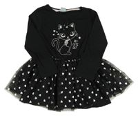 Černé šaty s tylovou sukní a kočkou Kiki&Koko