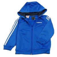 Modrá sportovní propínací mikina s logem a kapucí Adidas