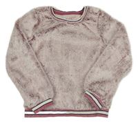 Růžová melírovaná kožešinová podšitá mikina 