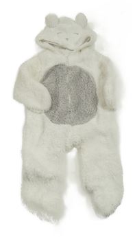 Bílo-šedá chlupatá podšitá kombinéza s kapucí Early Days