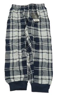 Nové - tmavomodro-šedé kostkované pyžamové kalhoty 