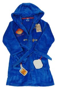 Modrý plyšový župan s Paddingtonem a kapucí 