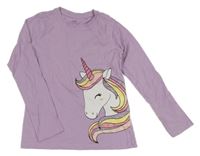 Lila pyžamové triko s jednorožcem OVS