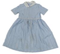 Modro-bílé pruhované šaty s límečkem 