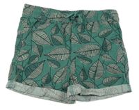 Zelené plátěné kraťasy s listy Primark