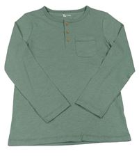 Zelené triko s kapsou a knoflíky Tu