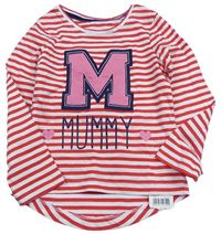 Bílo-červené pruhované triko s písmenem Mothercare