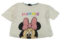 Bílé crop tričko s Minnie a nápisy Disney