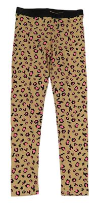 Béžovo-černo-neonově růžové legíny s leopardím vzorem Pepperts
