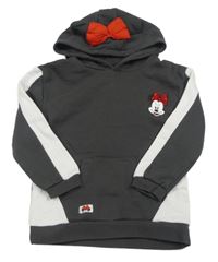 Antracitovo-bílá mikina s Minnie a kapucí s mašlí Primark