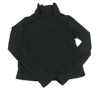 Černý žebrovaný crop rolák 