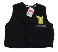 Nové - Černá huňatá zateplená vesta s Pikachuem H&M