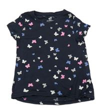 Tmavomodré tričko s motýlky H&M