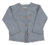 Světlemodrý vzorovaný propínací svetr s 3D bambulemi F&F