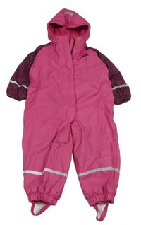 Růžovo-vínová voděodolná zateplená kombinéza s mrakem a kapucí Impidimpi